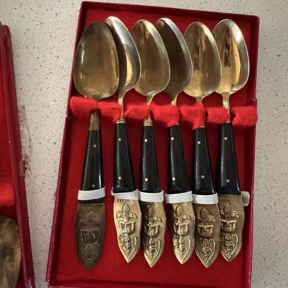 VINTAGE S. Samran Thailand Co BRASS/BRONZE FLATWARE MADE IN THAILAND 65 pieces